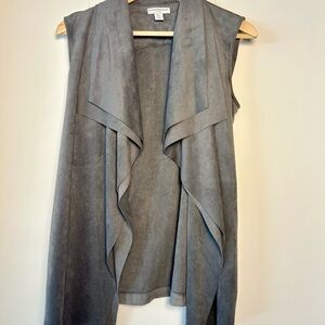 Katherine Barclay Gray Drapey Waterfall Vest faux suede size S boho